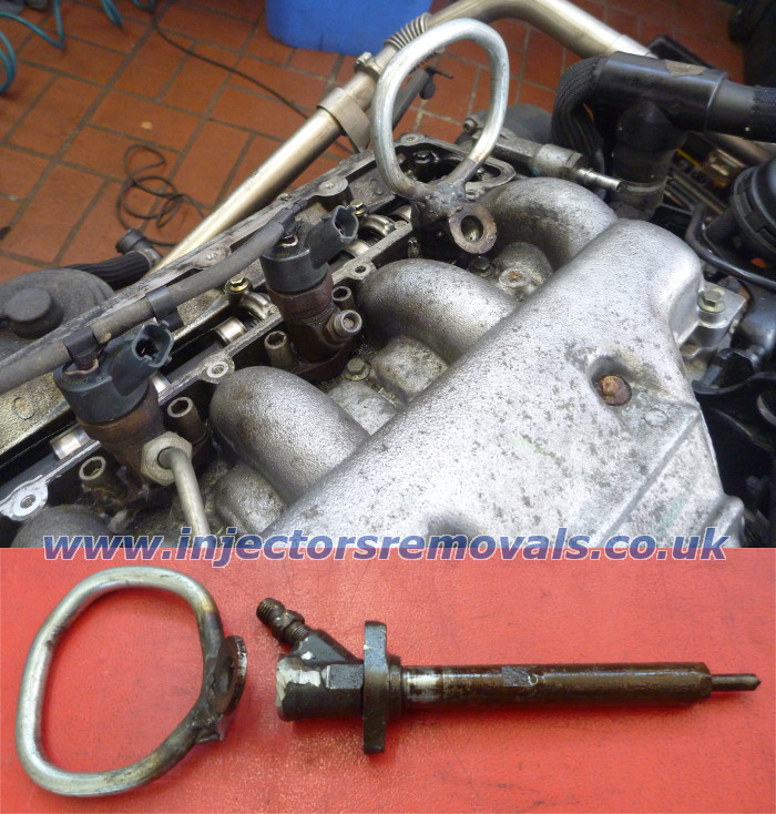 Snapped and welded injector removed from Citroen
                with 2.2 HDi engine