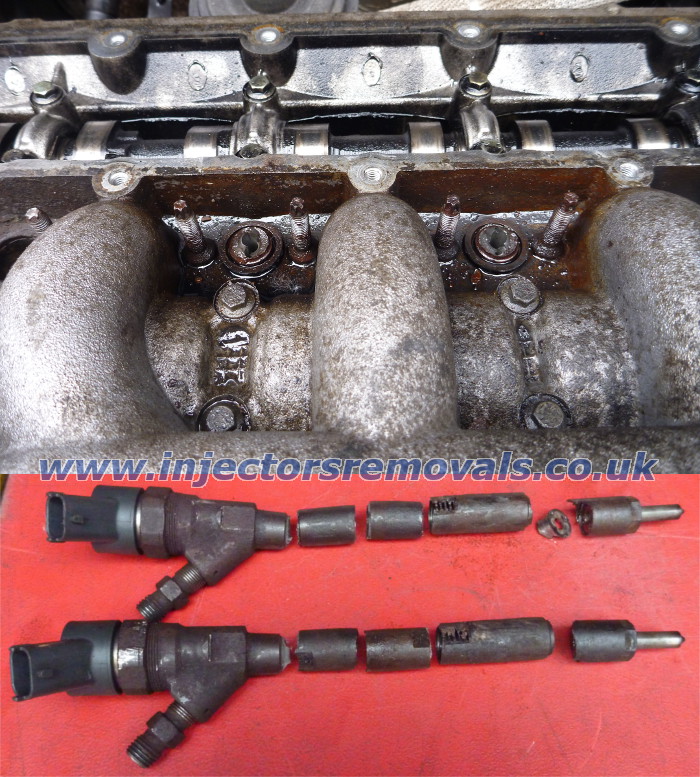 Snapped and welded injector removed from Citroen
                with 2.2 HDi engine