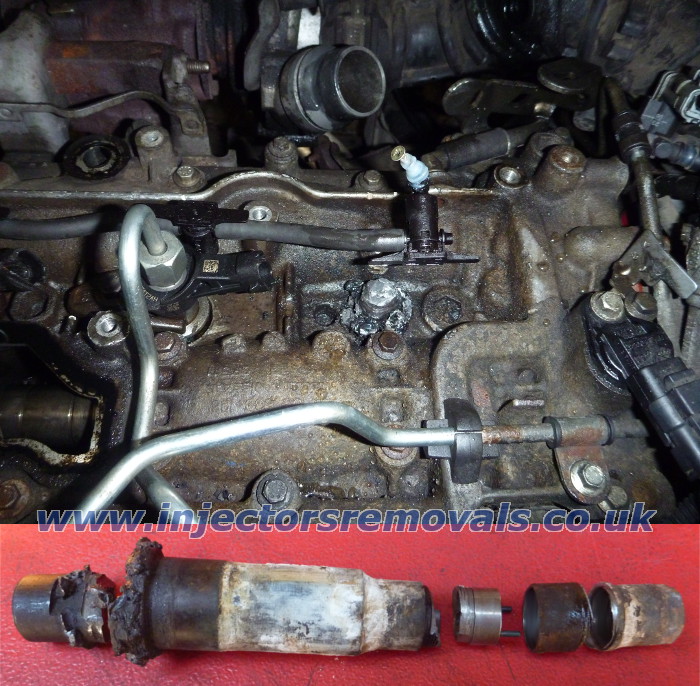 Snapped and welded injector removed from Renault
                Trafic with 2.0 engine