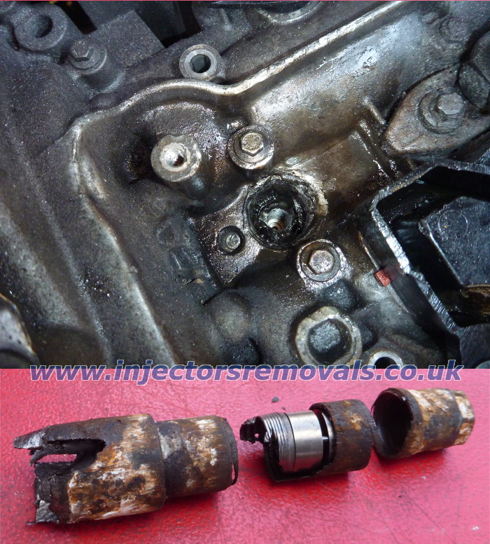 Snapped and welded injector removed from Renault
                Trafic with 2.0 engine