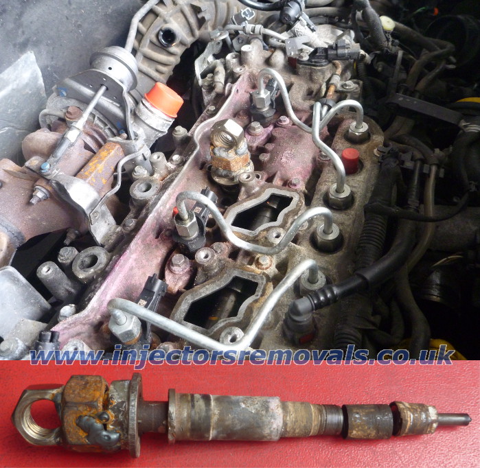 Snapped and welded injector removed from Renault
                Trafic with 2.0 engine